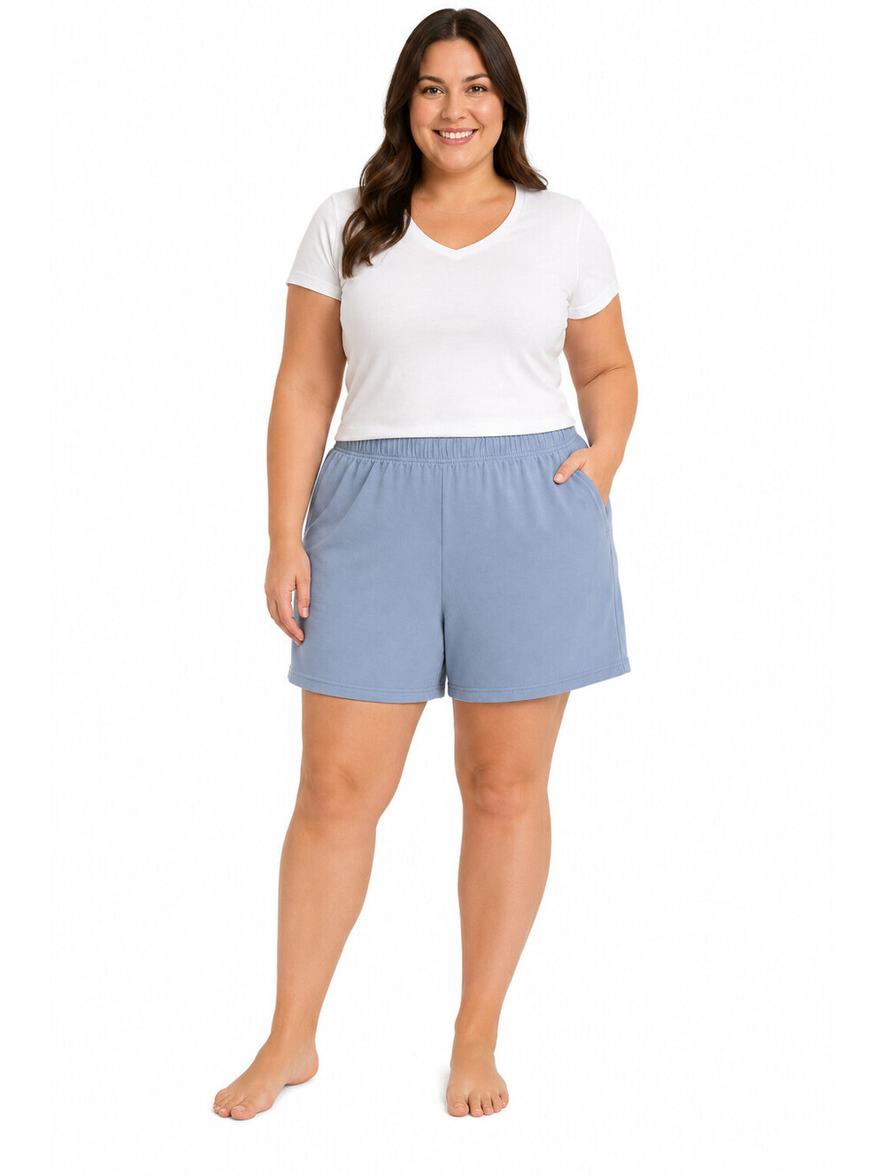 Roma Lounge Life Women's Blue Lounge Shorts 2X Elastic Waist Pockets Soft NWT